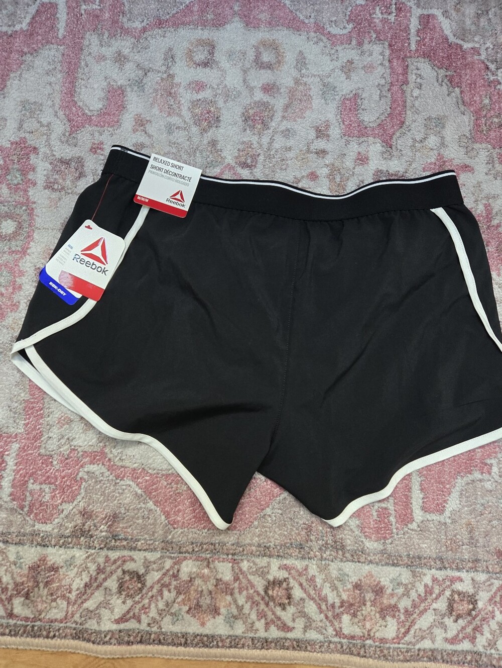 Reebok Black Athletic Shorts with White Piping